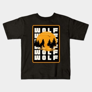 Cool Wolf and sunset Kids T-Shirt